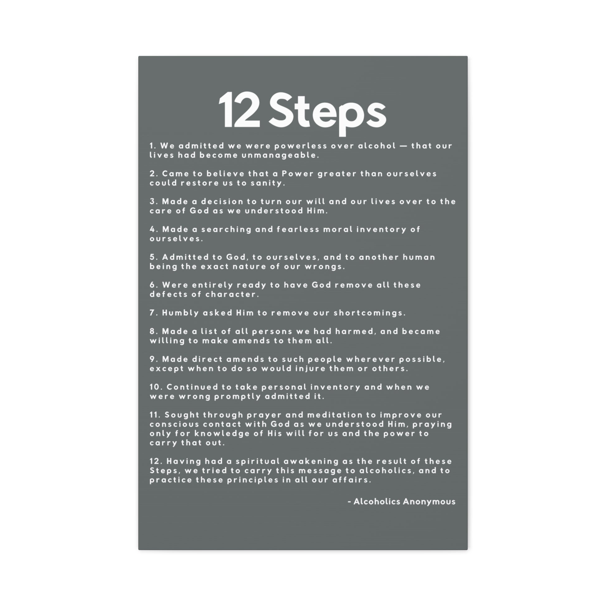 Haler Smith - Canvas - Haler Smith Matte Canvas - 12 Steps - Vertical Dark Gray Matte Finish