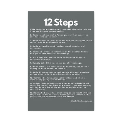 Haler Smith - Canvas - Haler Smith Matte Canvas - 12 Steps - Vertical Dark Gray Matte Finish