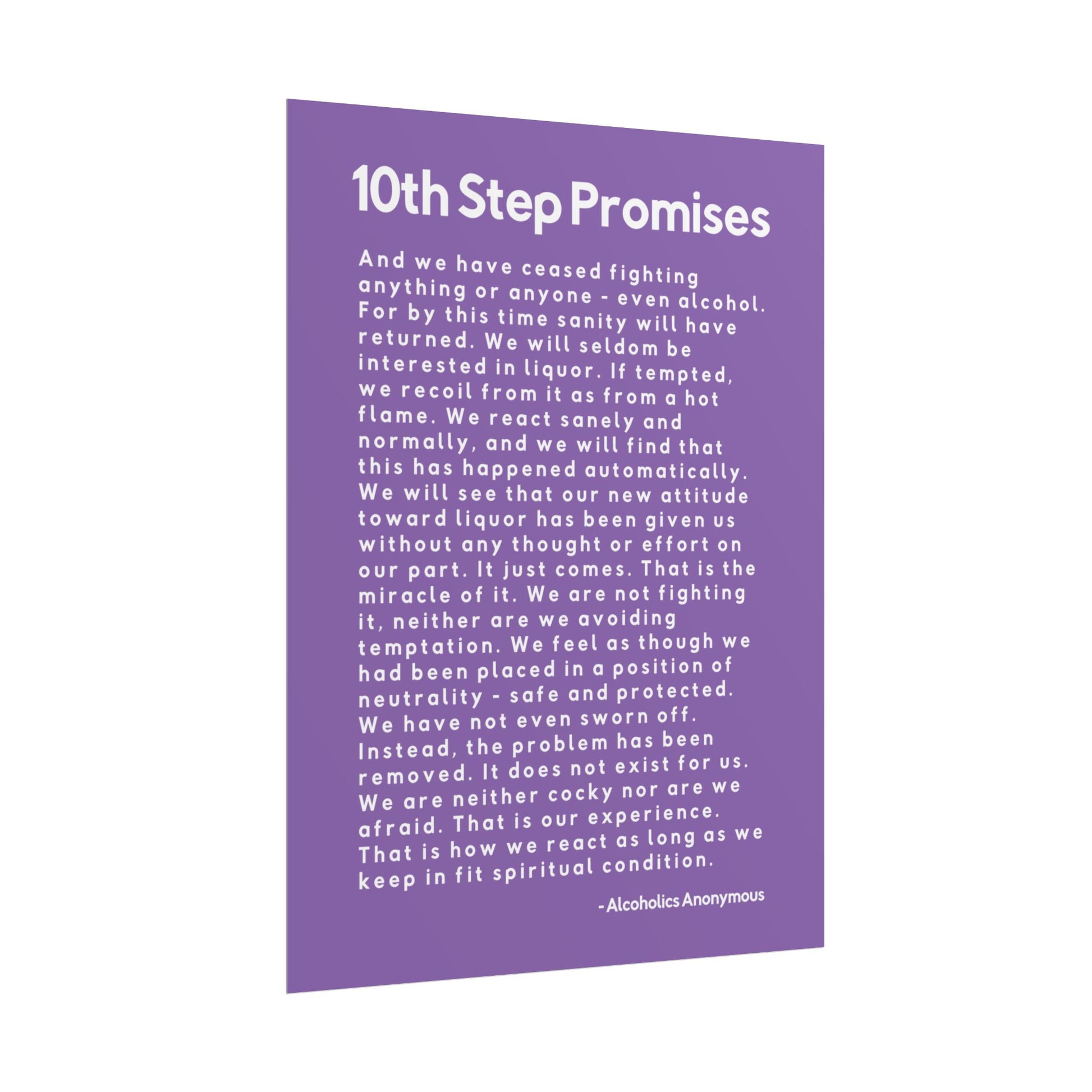 Haler Smith - Poster - Haler Smith Rolled Poster - 10th Step Promises - Vertical Light Purple Matte Finish