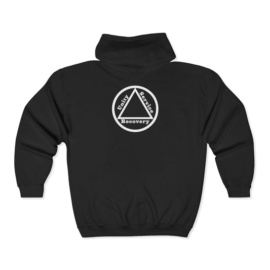 Sobriety Zip Hoodie | Unity Service Recovery Design 1 On The Back
