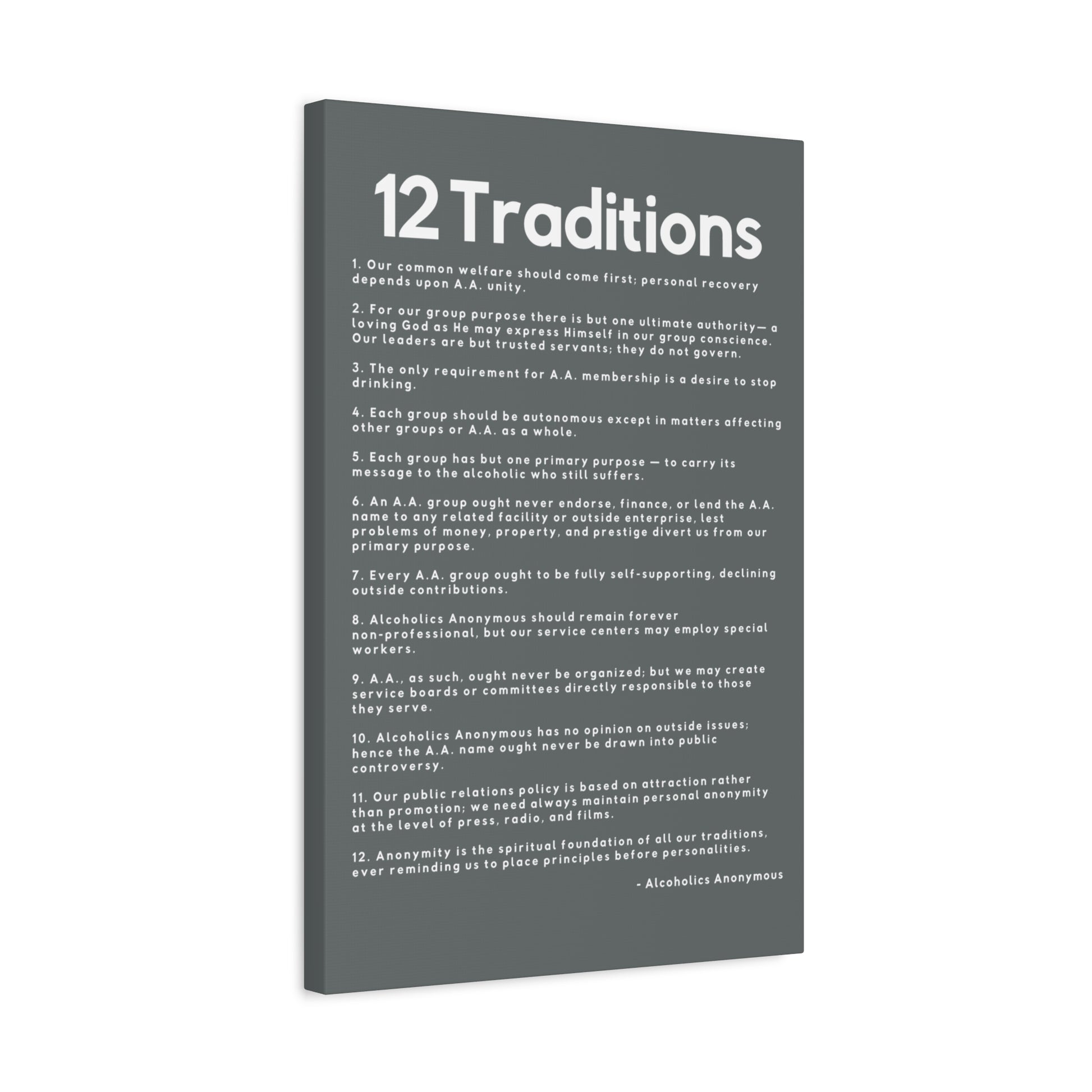 Haler Smith - Canvas - Haler Smith Matte Canvas - 12 Traditions - Vertical Dark Gray Matte Finish