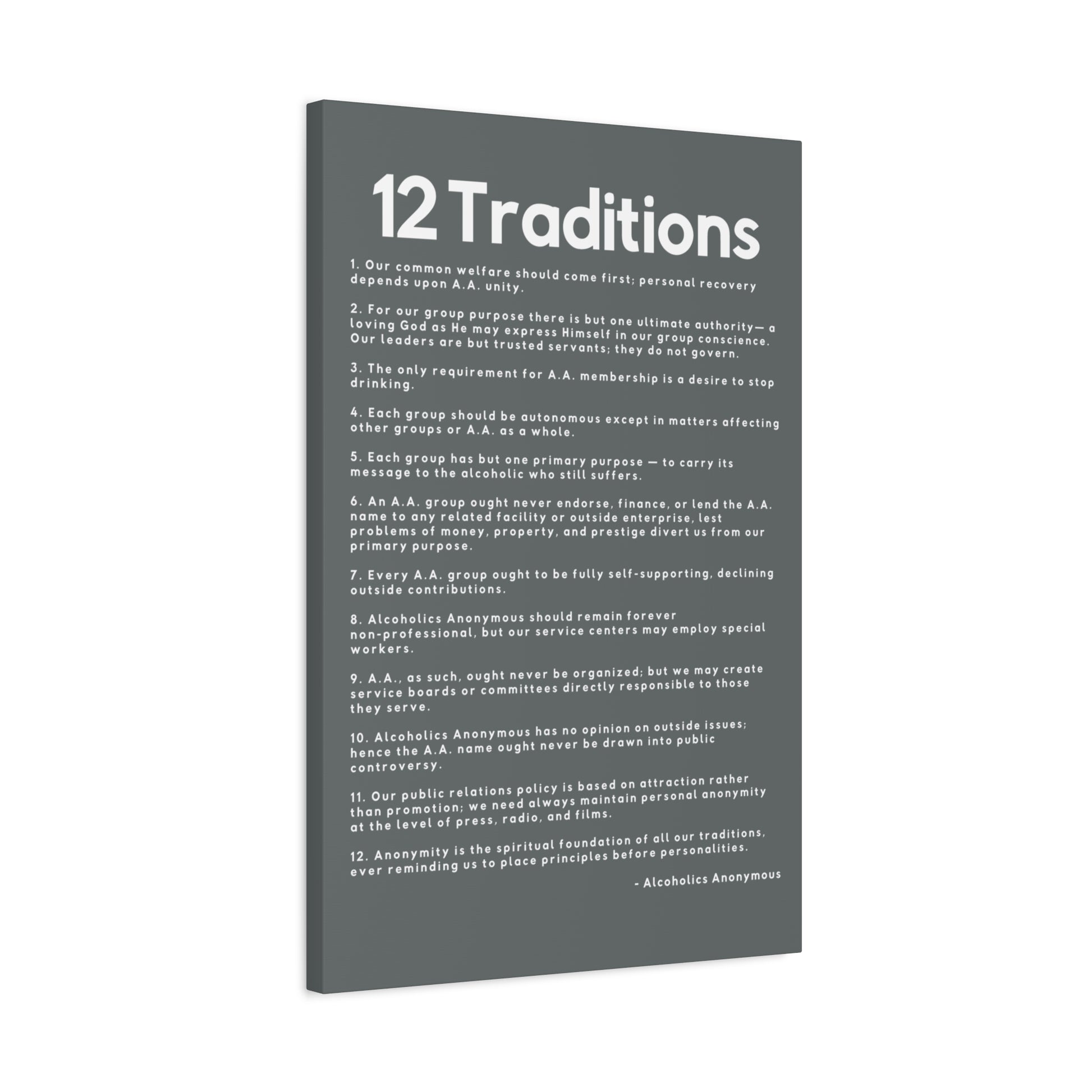 Haler Smith - Canvas - Haler Smith Matte Canvas - 12 Traditions - Vertical Dark Gray Matte Finish