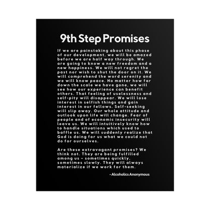 Haler Smith Rolled Poster - 9th Step Promises - Vertical Black Matte Finish - White Letters