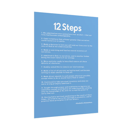 Haler Smith - Poster - Haler Smith Rolled Poster - 12 Steps - Vertical Light Blue Matte Finish - White Letters