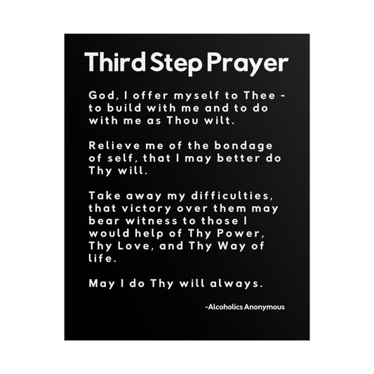 Haler Smith Rolled Poster - 3rd Step Prayer - Vertical Black Matte Finish - White Letters
