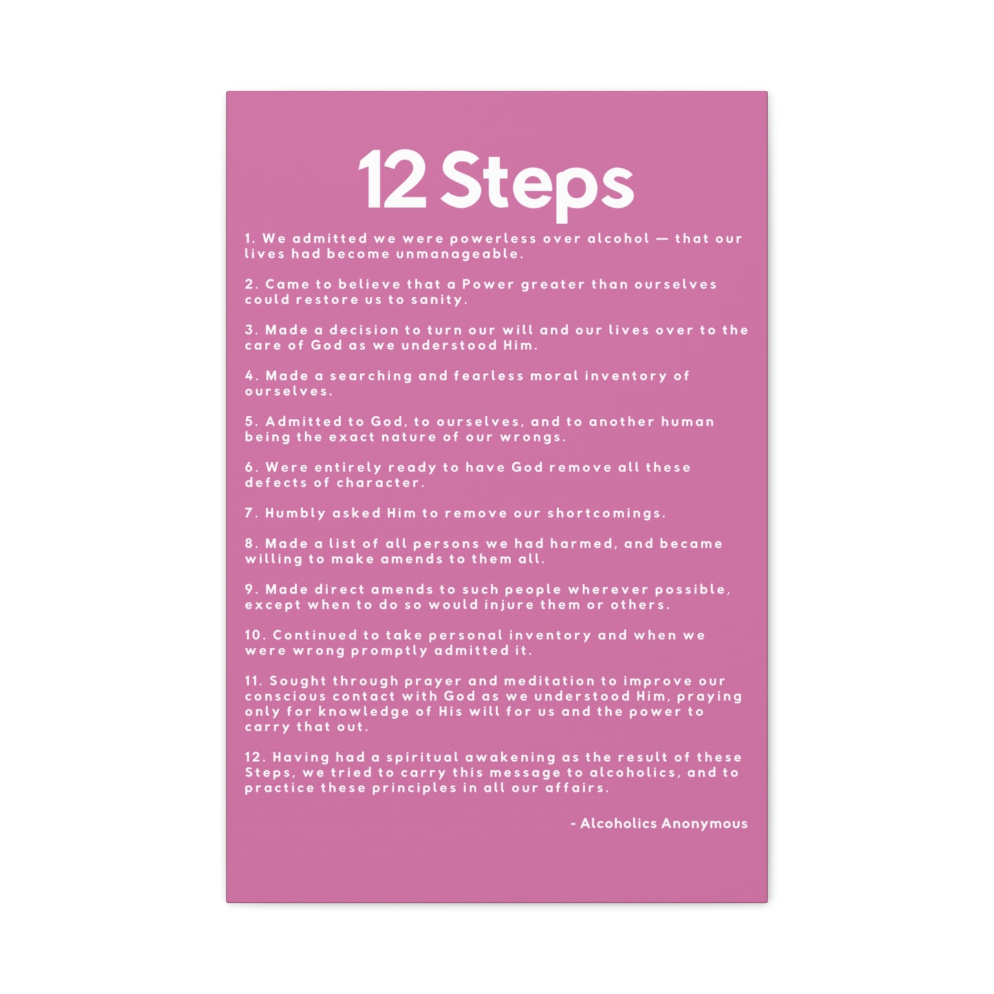 Haler Smith - Canvas - Haler Smith Matte Canvas - 12 Steps - Vertical Light Pink Matte Finish