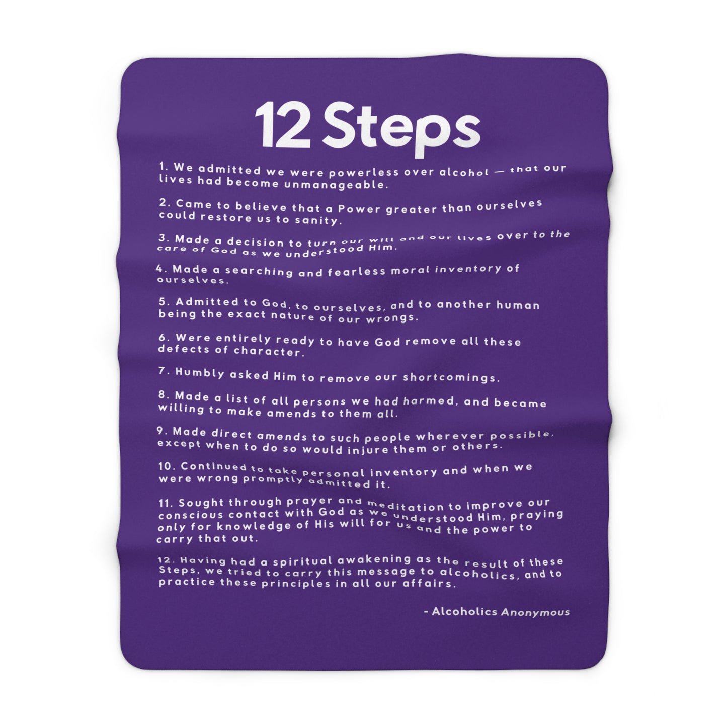Haler Smith - Home Decor - Haler Smith Sherpa Fleece Blanket - 12 Steps - Purple