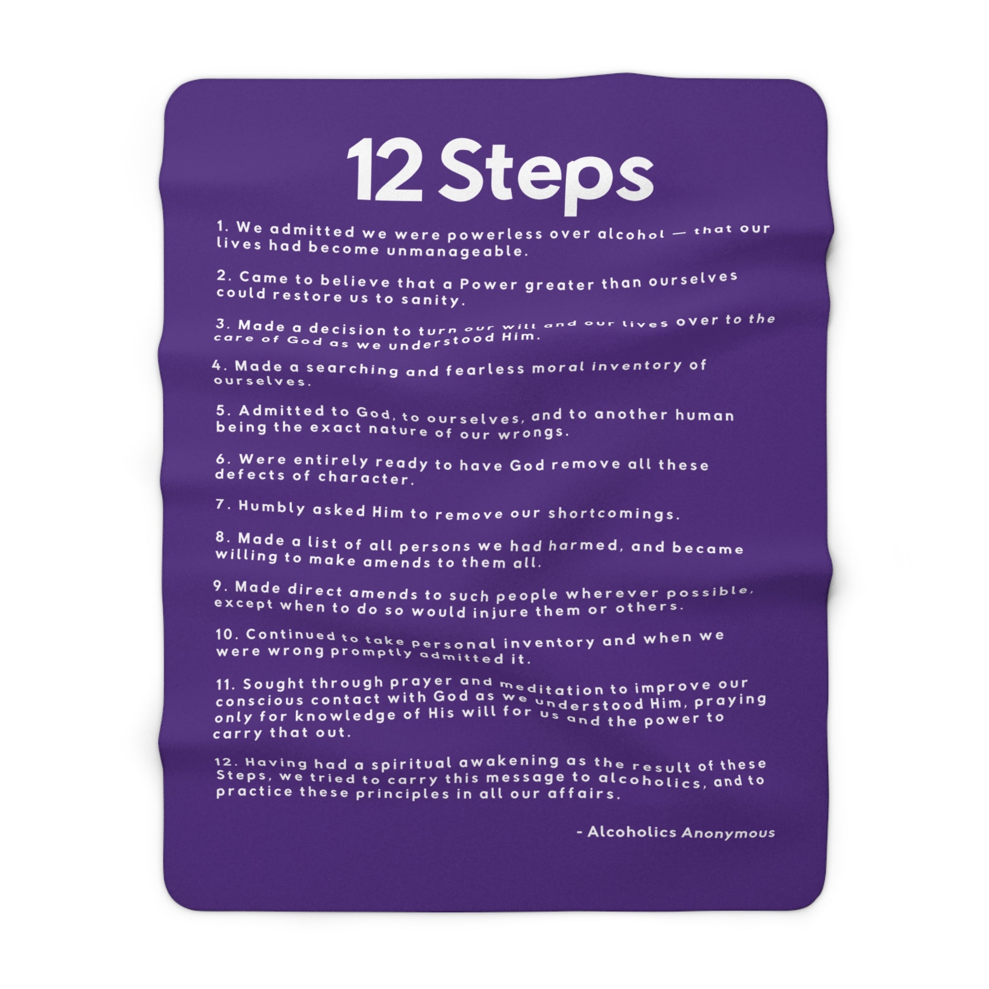 Haler Smith - Home Decor - Haler Smith Sherpa Fleece Blanket - 12 Steps - Purple
