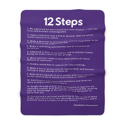 Haler Smith - Home Decor - Haler Smith Sherpa Fleece Blanket - 12 Steps - Purple