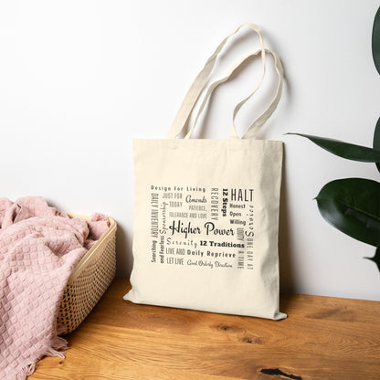 Haler Smith Cotton Canvas Tote Bag - Recovery Phrases 1 - Natural