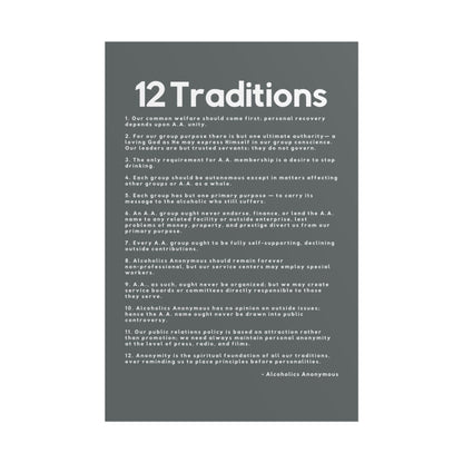 Haler Smith - Poster - Haler Smith Rolled Poster - 12 Traditions - Vertical Dark Gray Matte Finish