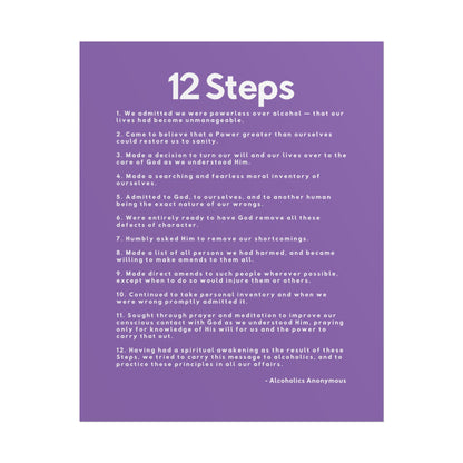 Haler Smith - Poster - Haler Smith Rolled Poster - 12 Steps - Vertical Light Purple Matte Finish