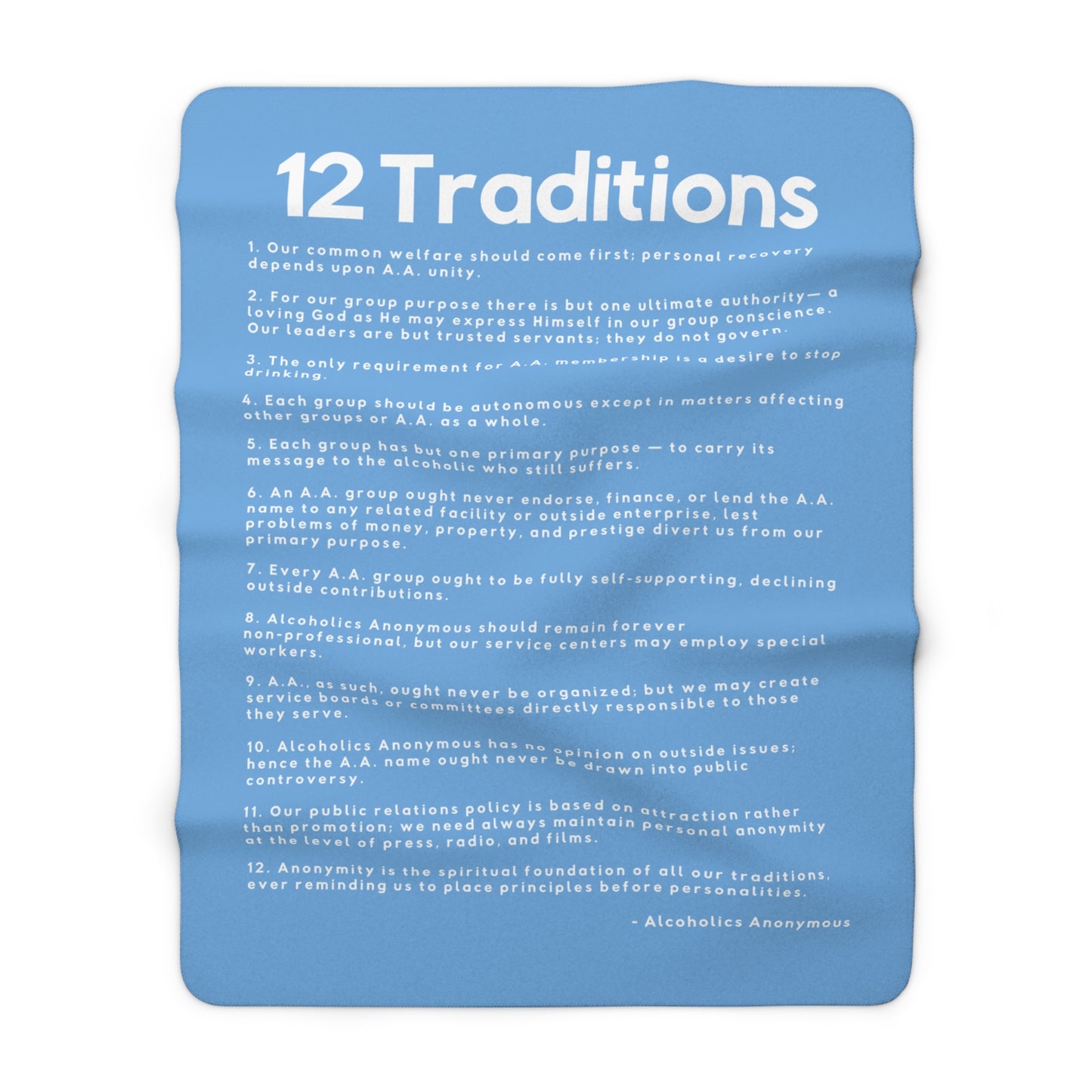 Haler Smith Sherpa Fleece Blanket - 12 Traditions - White Letters - Light Blue