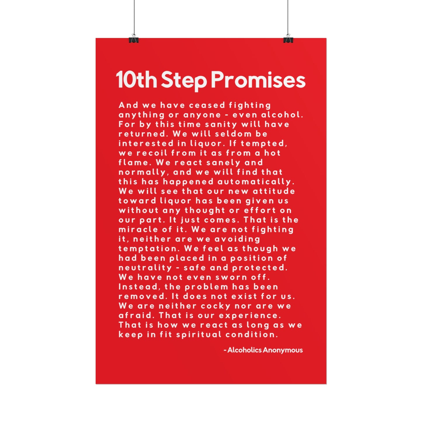 Haler Smith - Poster - Haler Smith Rolled Poster - 10th Step Promises - Vertical Red Matte Finish