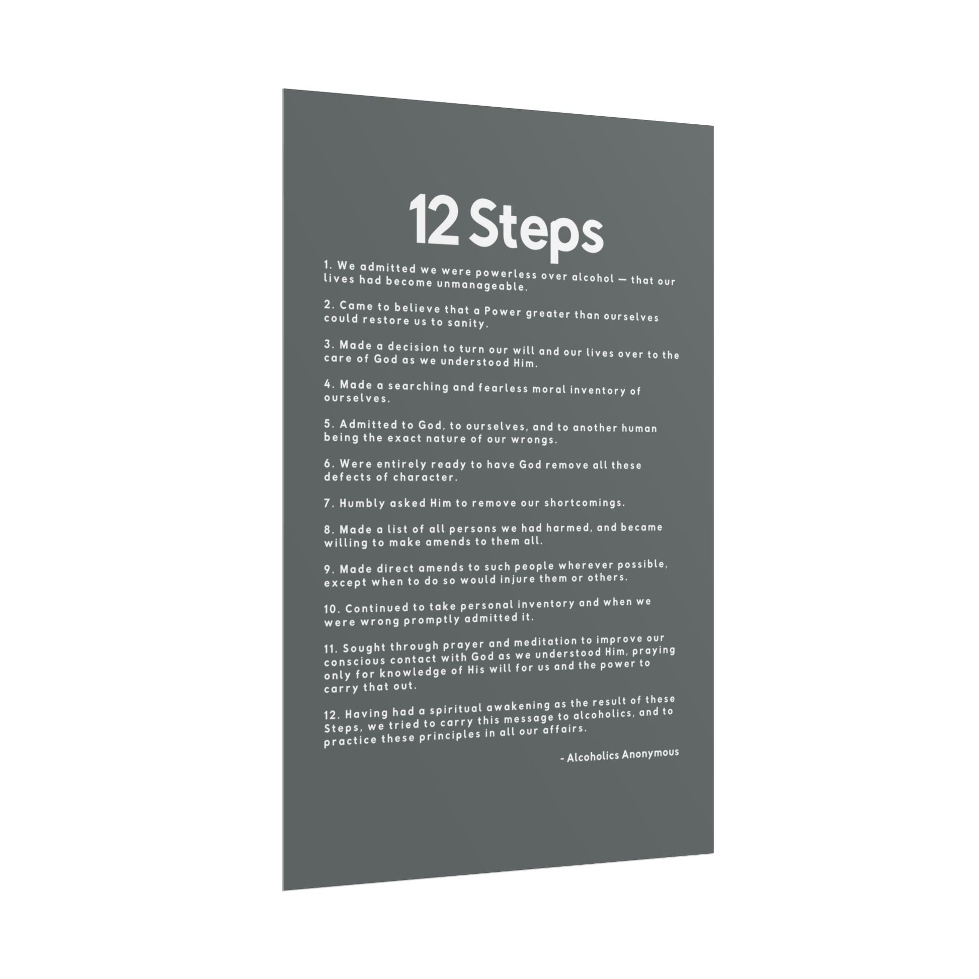 Haler Smith - Poster - Haler Smith Rolled Poster - 12 Steps - Vertical Dark Gray Matte Finish