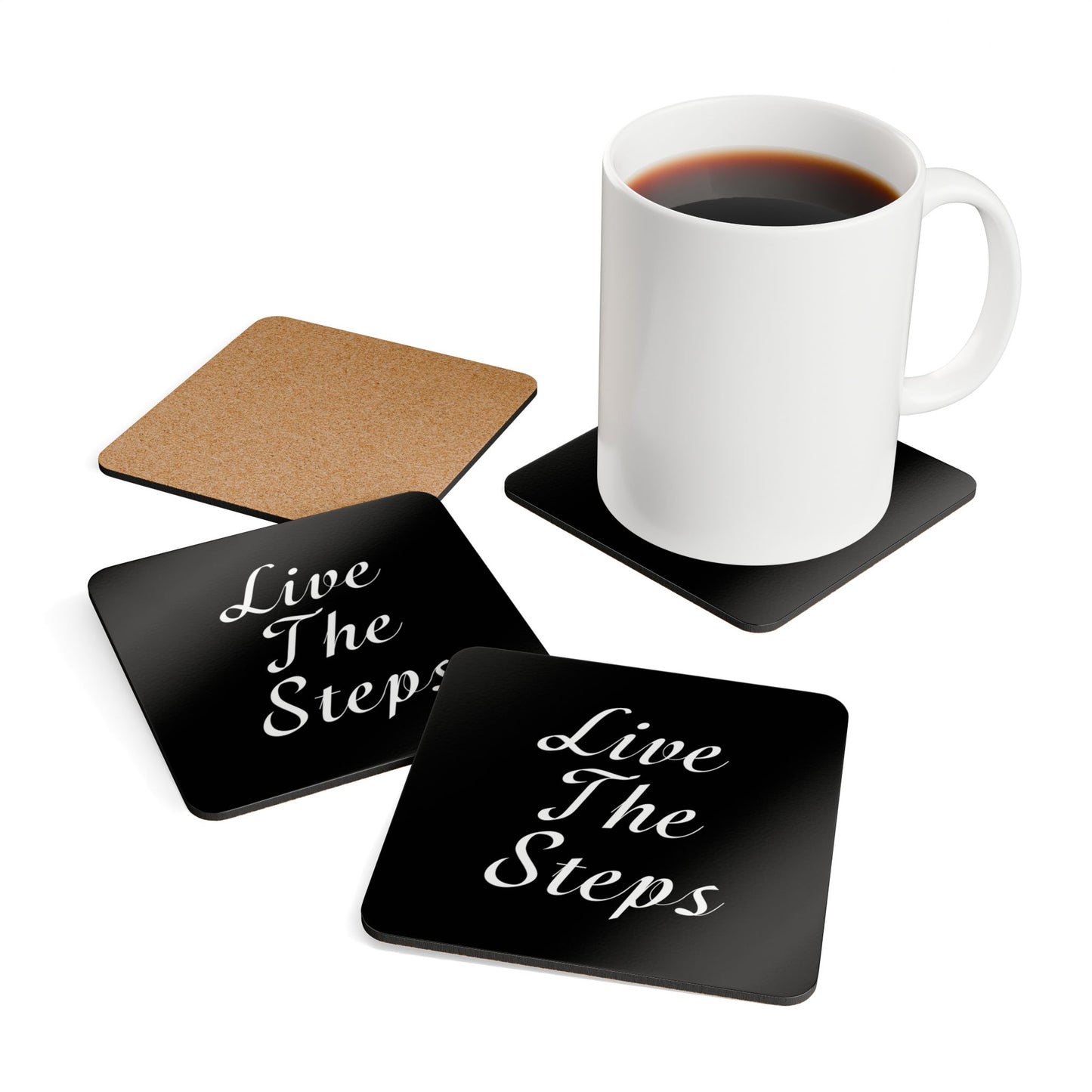 Haler Smith Corkwood Coaster Set Black - Live The Steps White