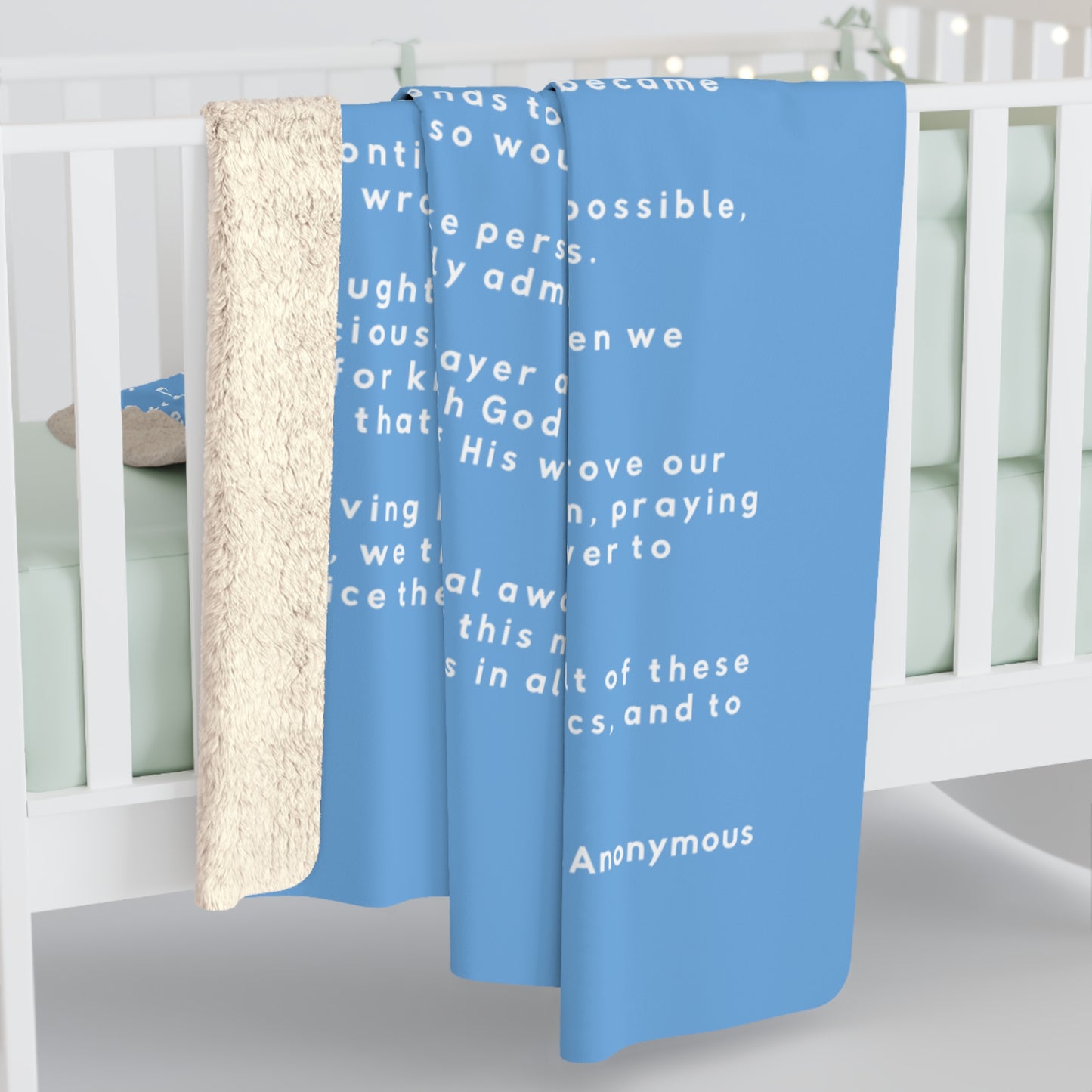 Haler Smith - Home Decor - Haler Smith Sherpa Fleece Blanket - 12 Steps - Light Blue