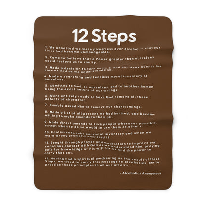 Haler Smith - Home Decor - Haler Smith Sherpa Fleece Blanket - 12 Steps - Brown