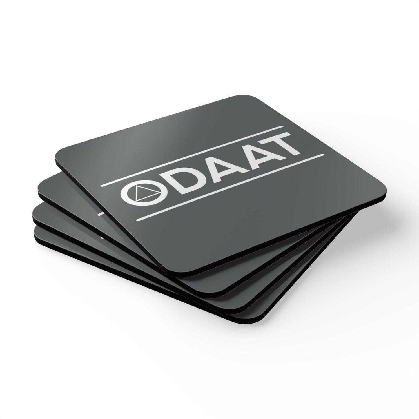 Recovery Corkwood Coaster Set of 4 | ODAAT Design 1 | Dark Gray with White Letters