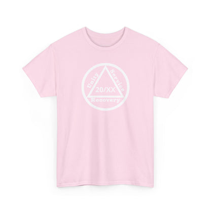 Unity Service Recovery recovery short sleeve T-shirt in Light Pink featuring Unity Service Recovery Sobriety Years Design 1 on the front