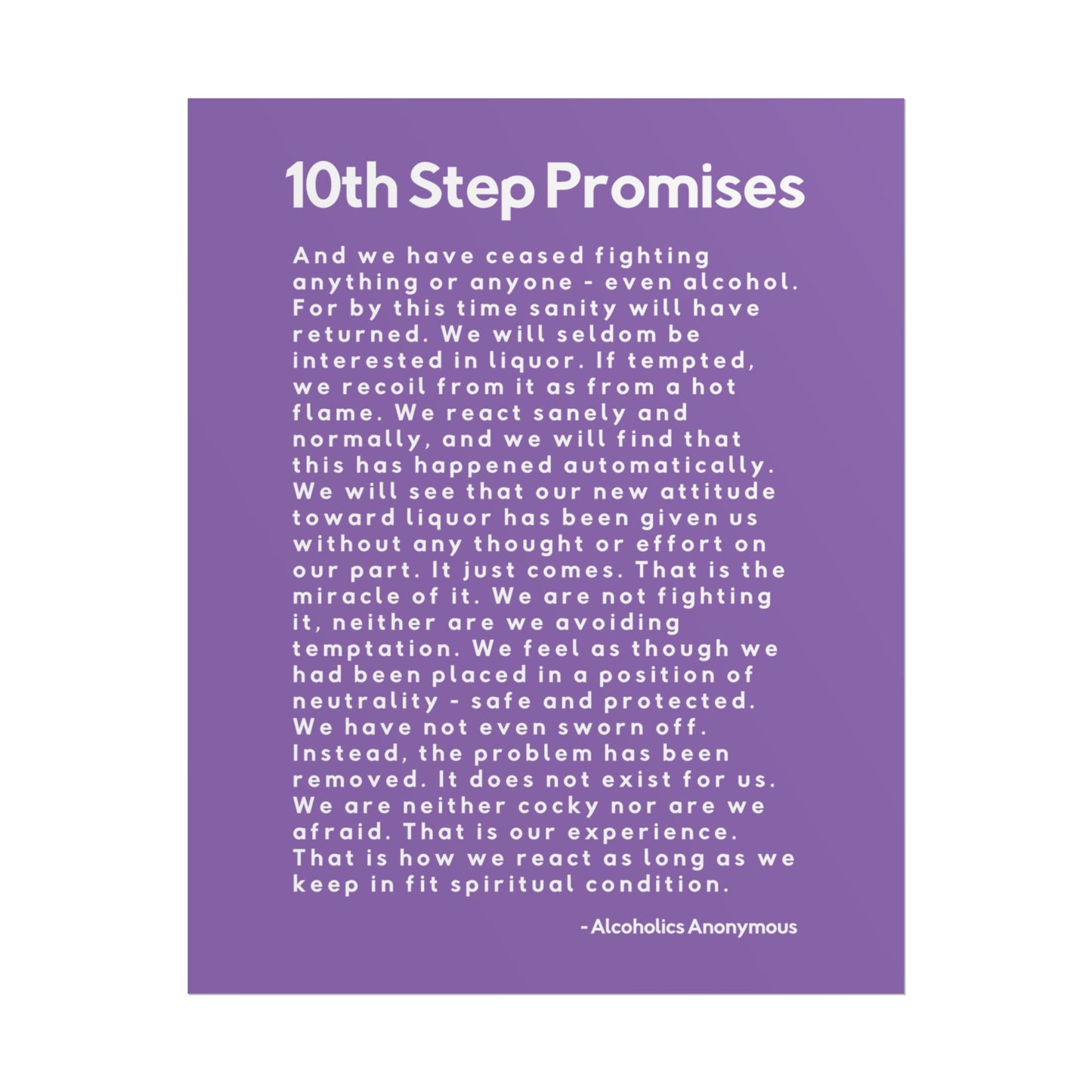 Haler Smith - Poster - Haler Smith Rolled Poster - 10th Step Promises - Vertical Light Purple Matte Finish