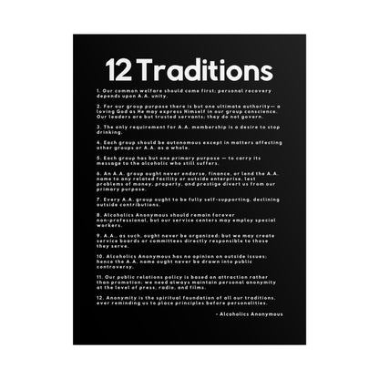 Haler Smith Rolled Poster - 12 Traditions - Vertical Black Matte Finish - White Letters