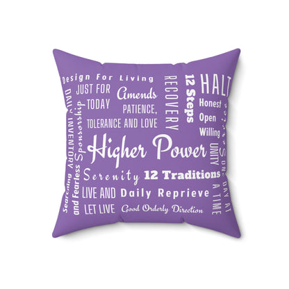Haler Smith Square Polyester Pillow - Recovery Phrases 1 - Light Purple