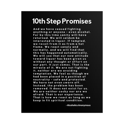 Haler Smith Rolled Poster - 10th Step Promises - Vertical Black Matte Finish - White Letters