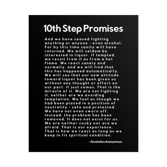 Haler Smith Rolled Poster - 10th Step Promises - Vertical Black Matte Finish - White Letters