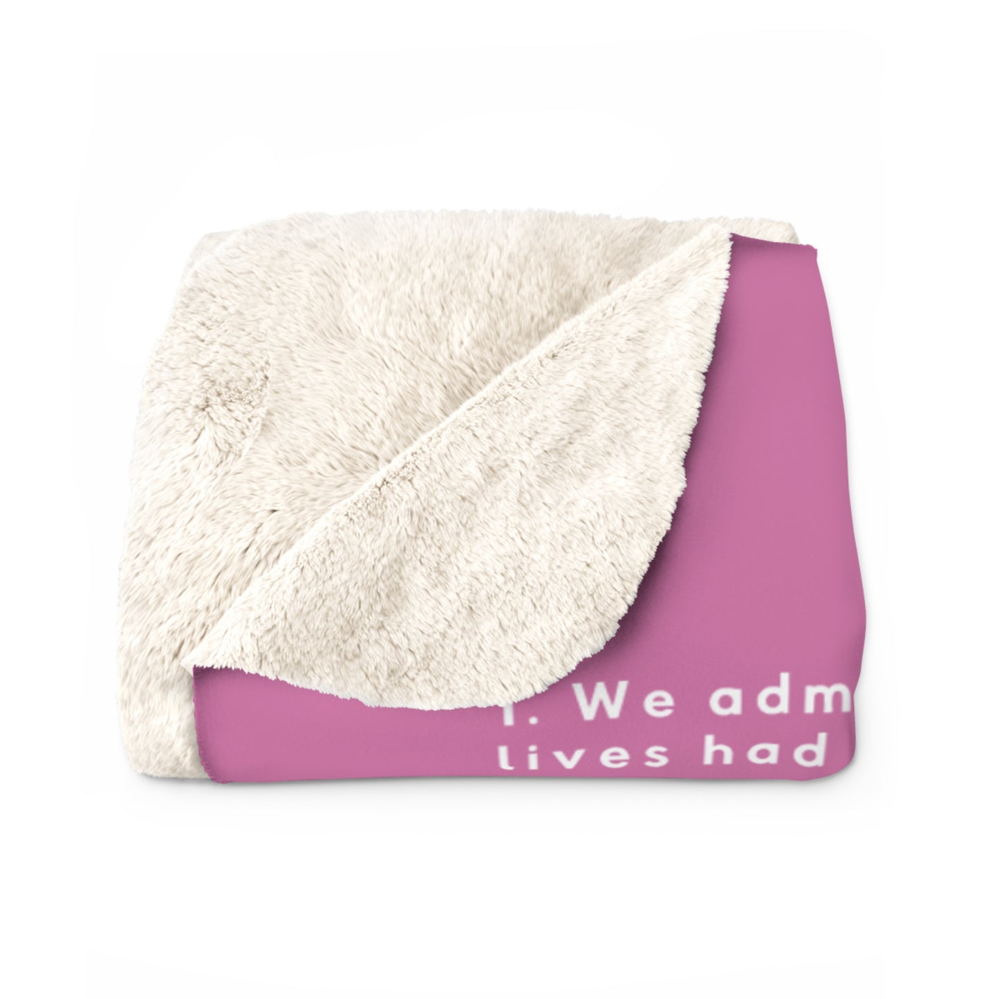 Haler Smith Sherpa Fleece Blanket - 12 Steps - White Letters - Pink