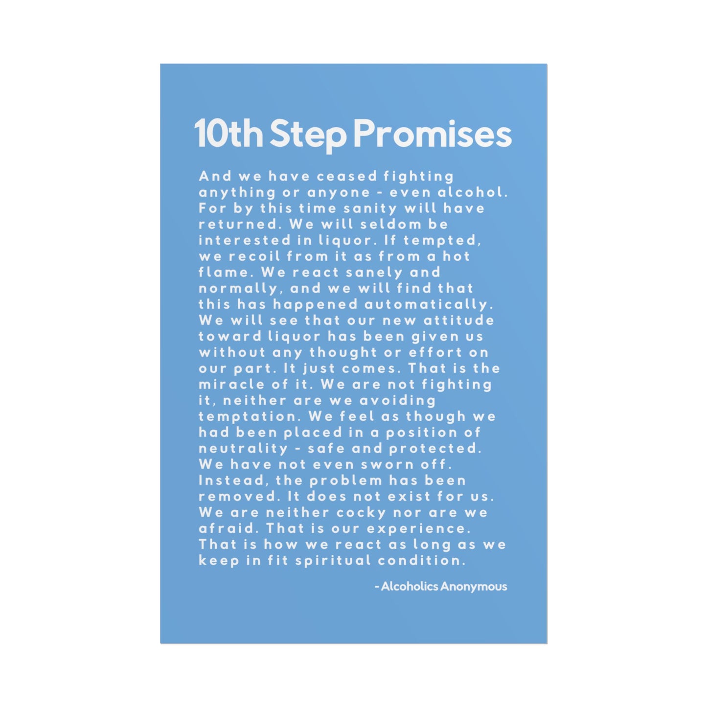 Haler Smith - Poster - Haler Smith Rolled Poster - 10th Step Promises - Vertical Light Blue Matte Finish