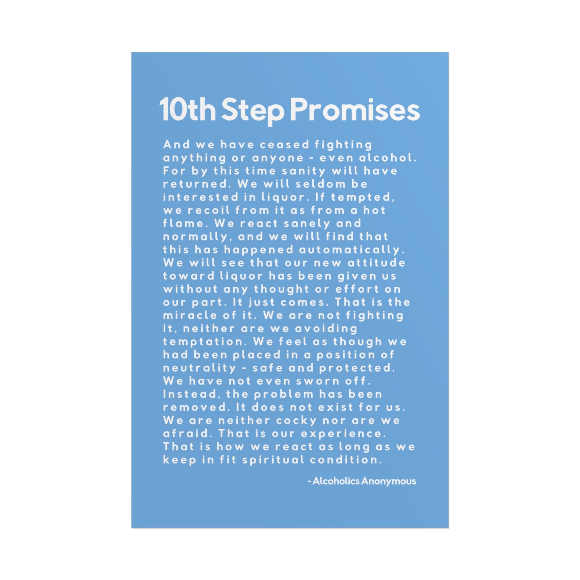 Haler Smith - Poster - Haler Smith Rolled Poster - 10th Step Promises - Vertical Light Blue Matte Finish