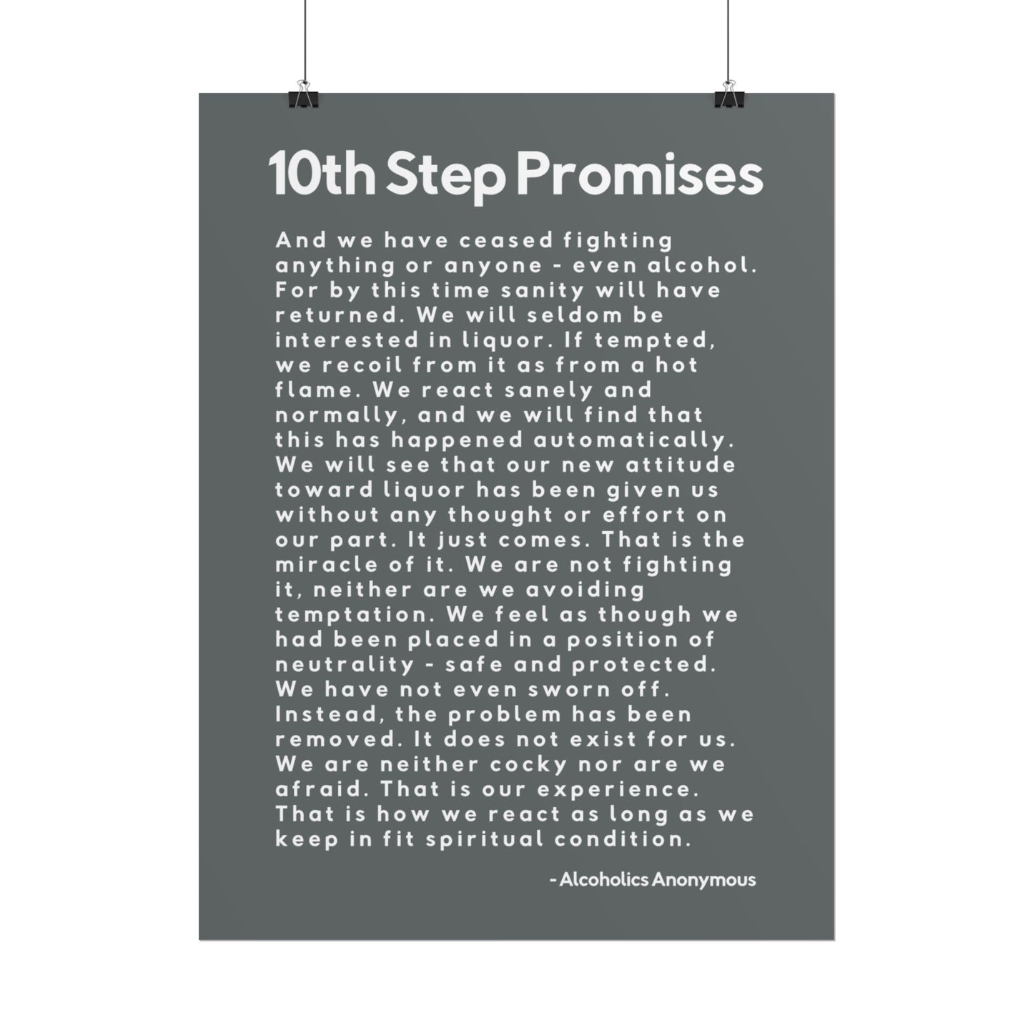 Haler Smith - Poster - Haler Smith Rolled Poster - 10th Step Promises - Vertical Dark Gray Matte Finish