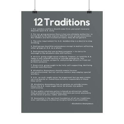 Haler Smith - Poster - Haler Smith Rolled Poster - 12 Traditions - Vertical Dark Gray Matte Finish