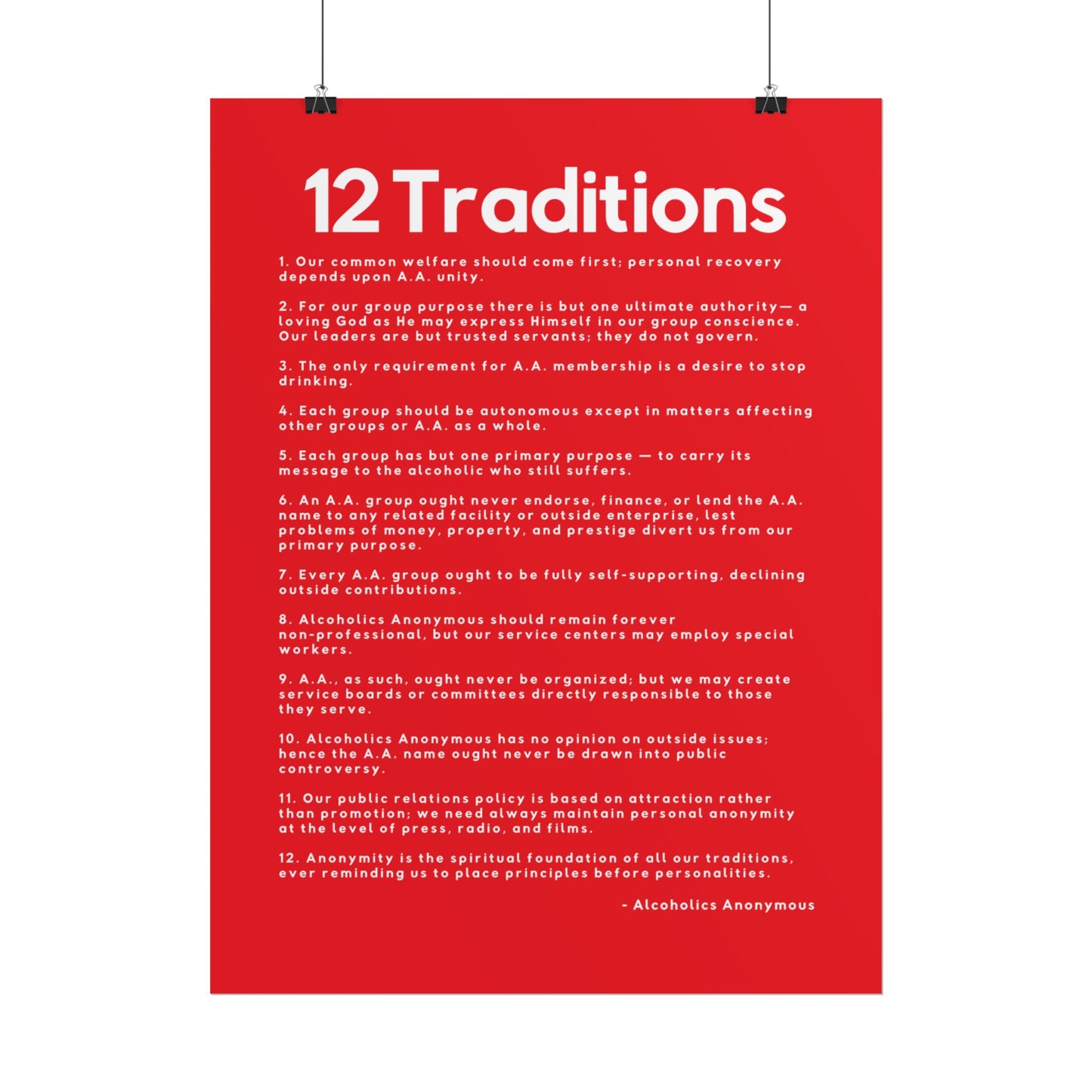 Haler Smith - Poster - Haler Smith Rolled Poster - 12 Traditions - Vertical Red Matte Finish