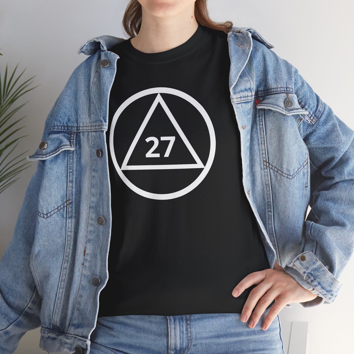 Recovery Short Sleeve T-Shirt | Circle and Triangle Sobriety Years Design 1 On The Front