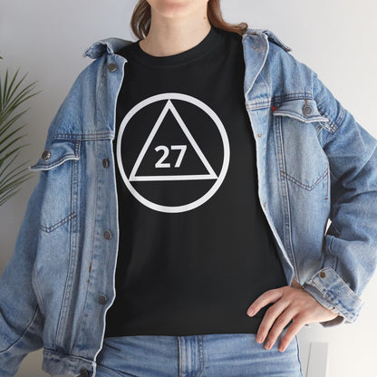 Recovery Short Sleeve T-Shirt | Circle and Triangle Sobriety Years Design 1 On The Front
