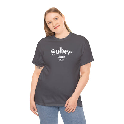 Recovery Short Sleeve T-Shirt | Sober Since Design 1 On The Front