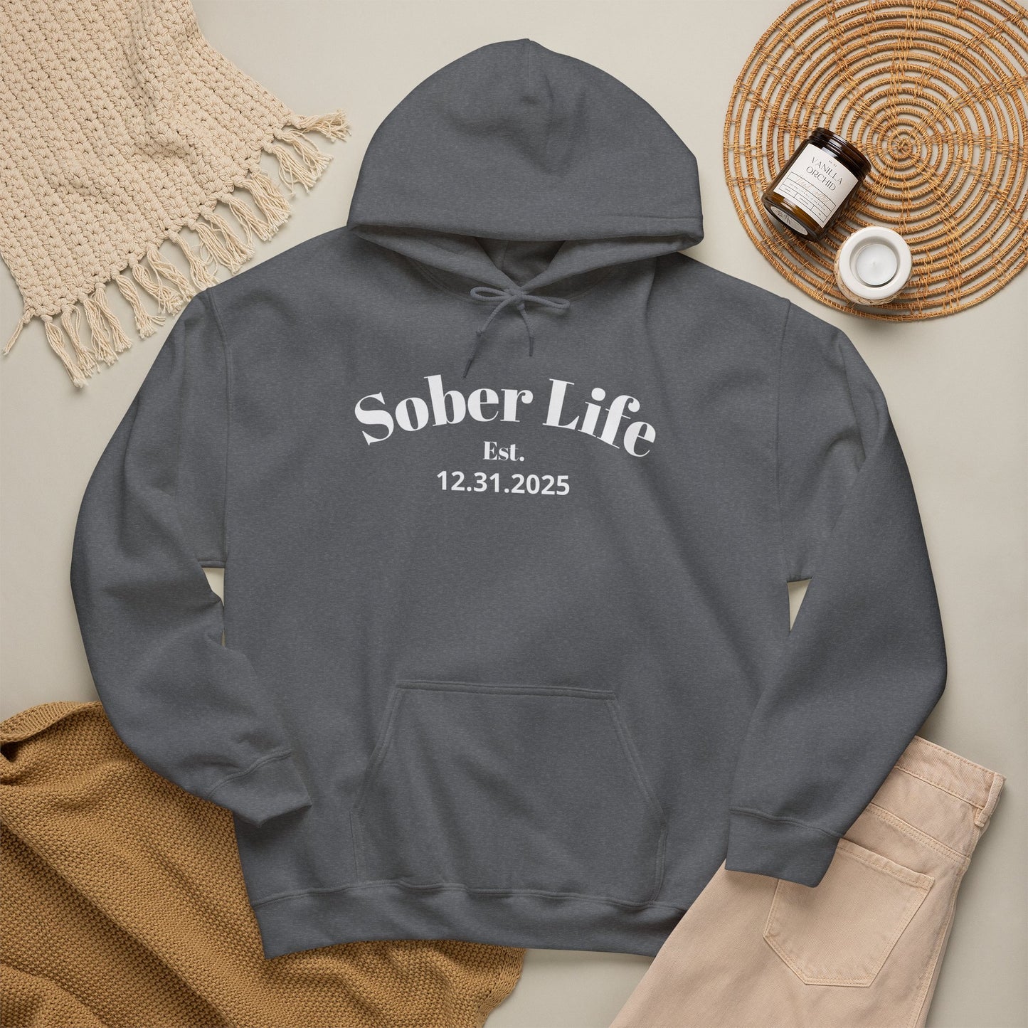 Sobriety Hoodie | Sober Life Est. Design 1 On The Front