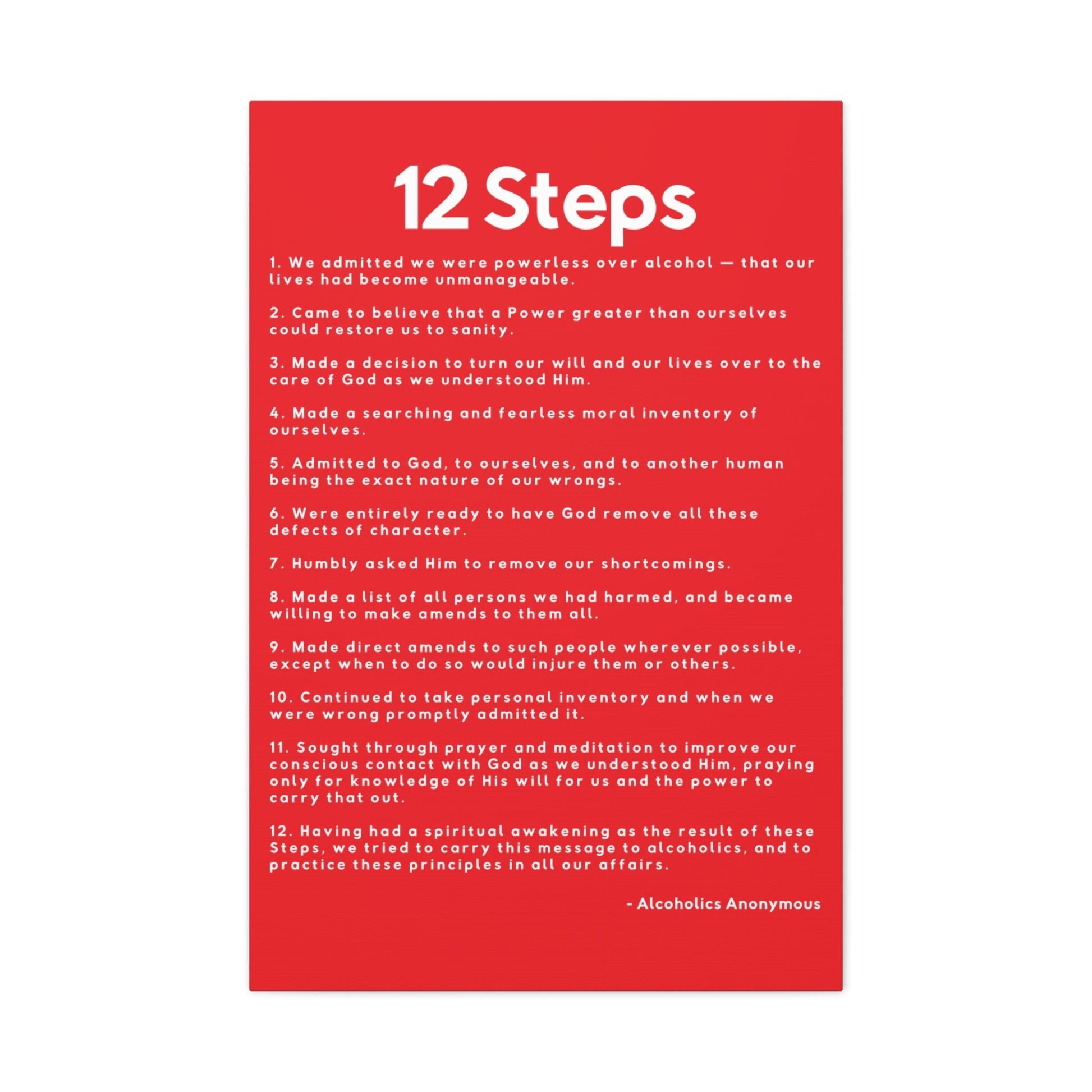 Haler Smith - Canvas - Haler Smith Matte Canvas - 12 Steps - Vertical Red Matte Finish