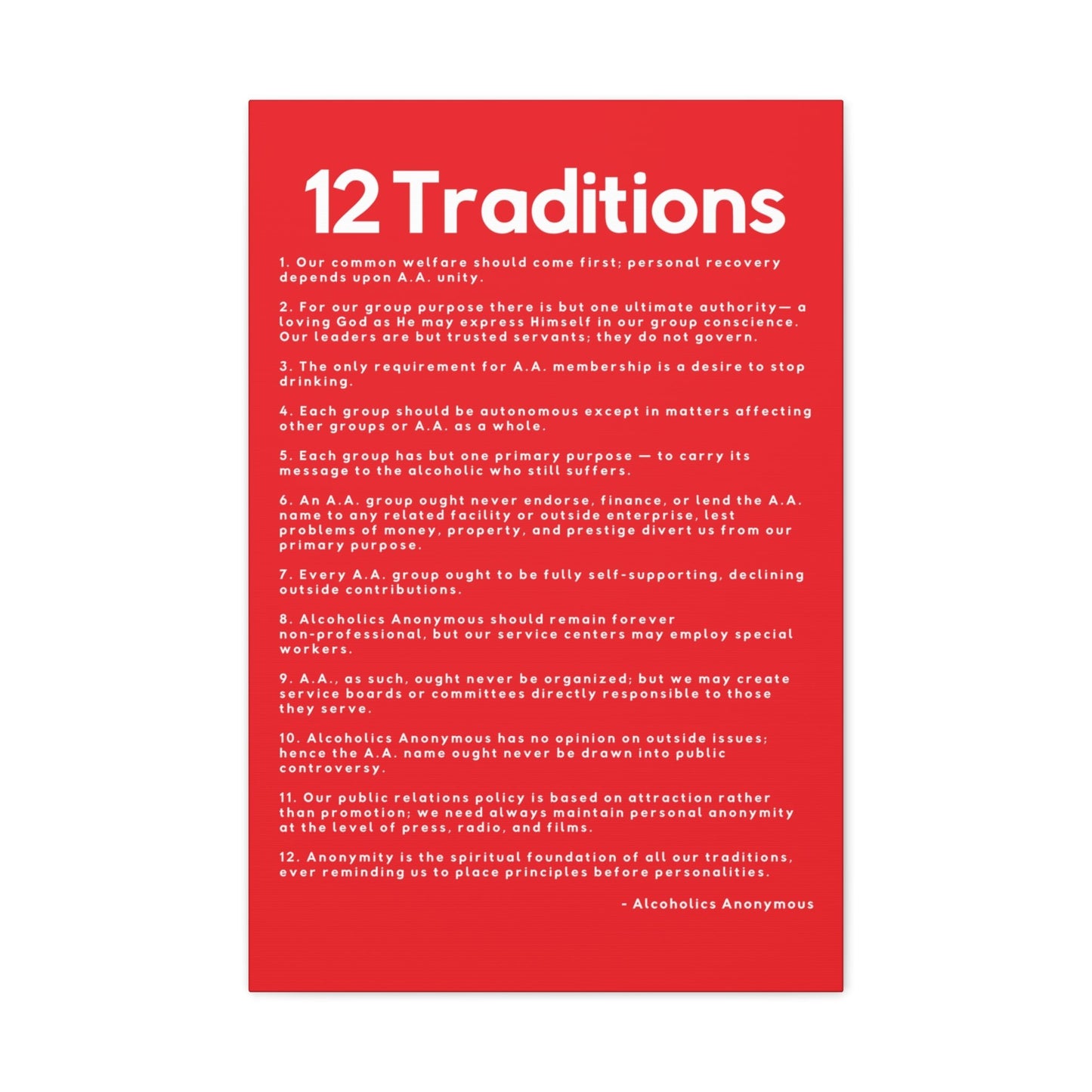 Haler Smith - Canvas - Haler Smith Matte Canvas - 12 Traditions - Vertical Red Matte Finish