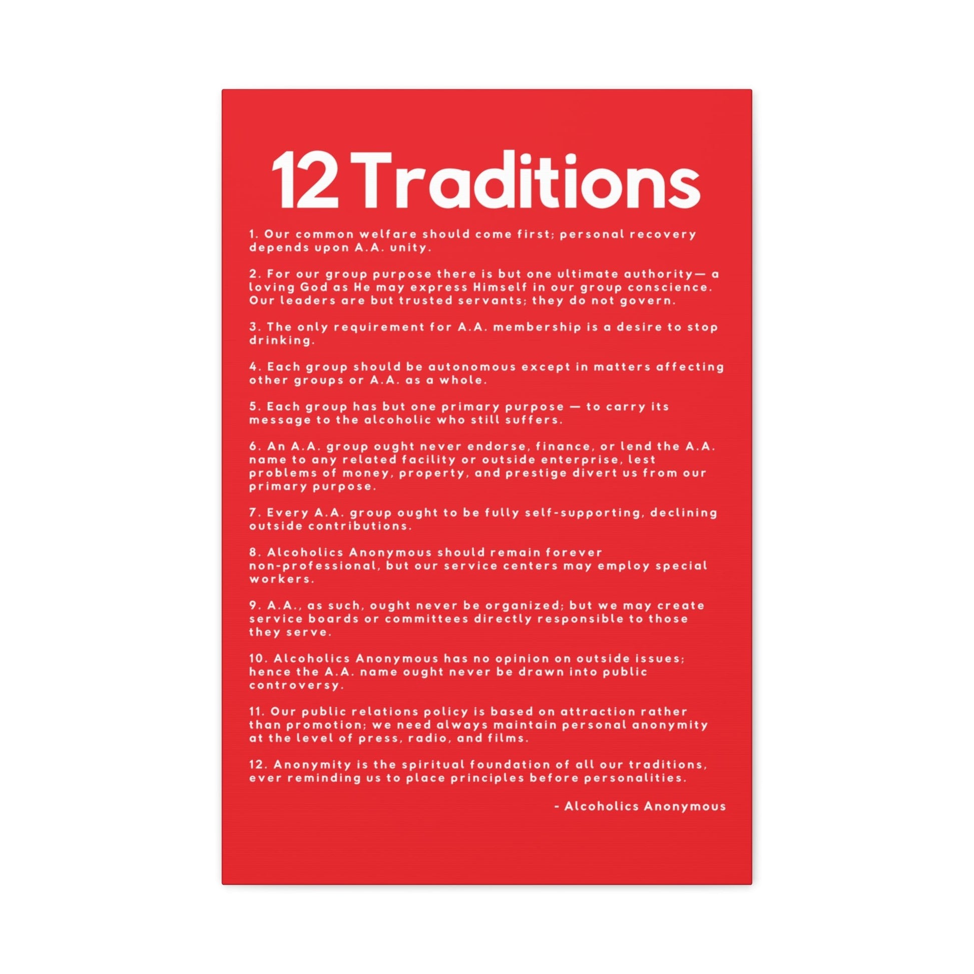 Haler Smith - Canvas - Haler Smith Matte Canvas - 12 Traditions - Vertical Red Matte Finish