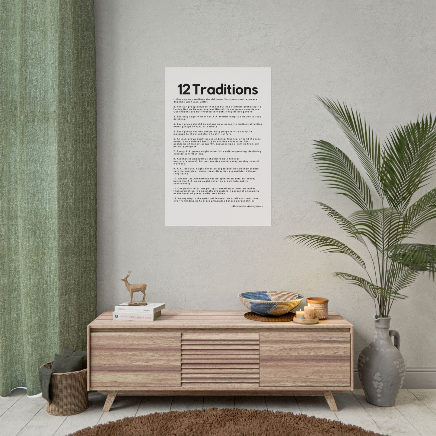 Haler Smith Rolled Poster - 12 Traditions - Vertical White Matte Finish - Black Letters