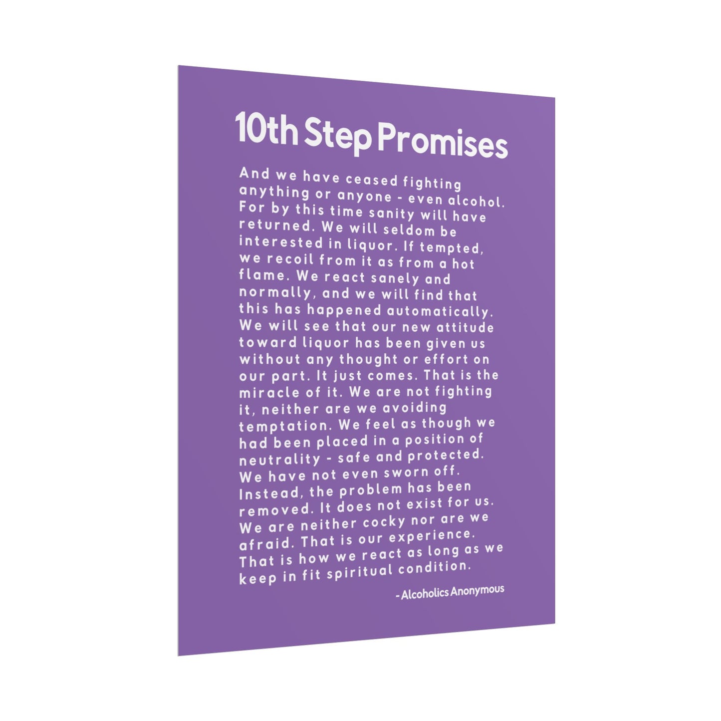 Haler Smith - Poster - Haler Smith Rolled Poster - 10th Step Promises - Vertical Light Purple Matte Finish