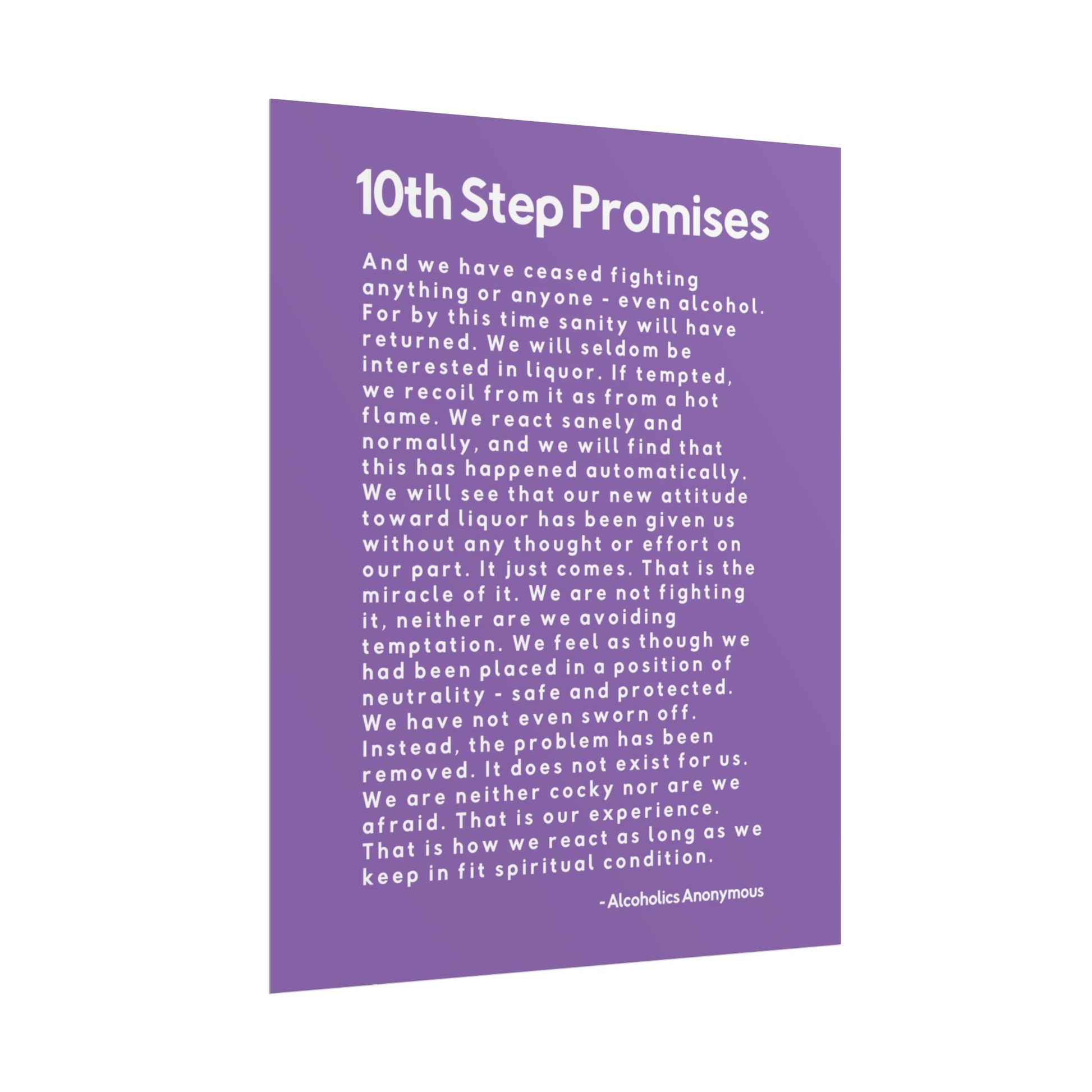 Haler Smith - Poster - Haler Smith Rolled Poster - 10th Step Promises - Vertical Light Purple Matte Finish