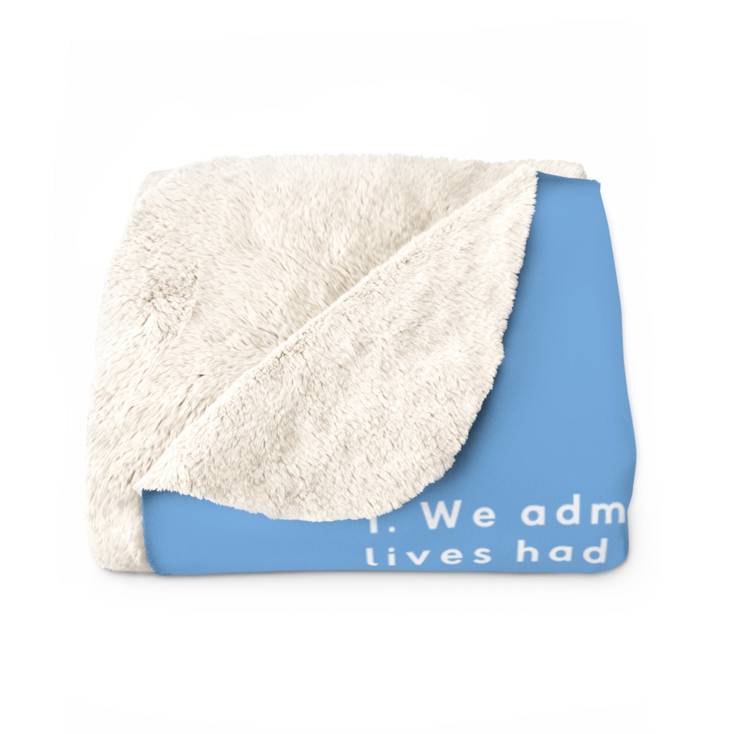 Haler Smith - Home Decor - Haler Smith Sherpa Fleece Blanket - 12 Steps - Light Blue