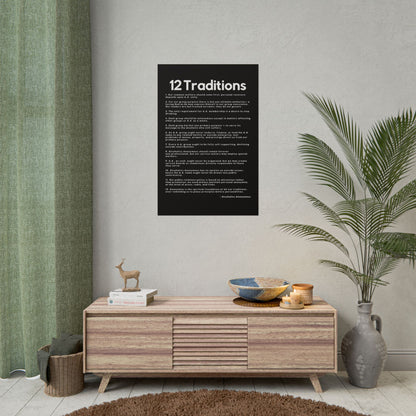 Haler Smith Rolled Poster - 12 Traditions - Vertical Black Matte Finish - White Letters