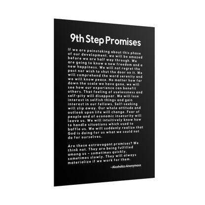 Haler Smith Rolled Poster - 9th Step Promises - Vertical Black Matte Finish - White Letters