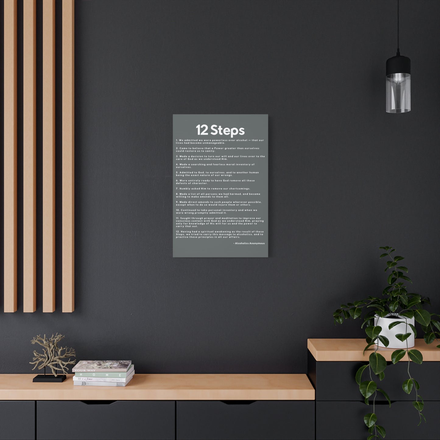 Haler Smith - Canvas - Haler Smith Matte Canvas - 12 Steps - Vertical Dark Gray Matte Finish
