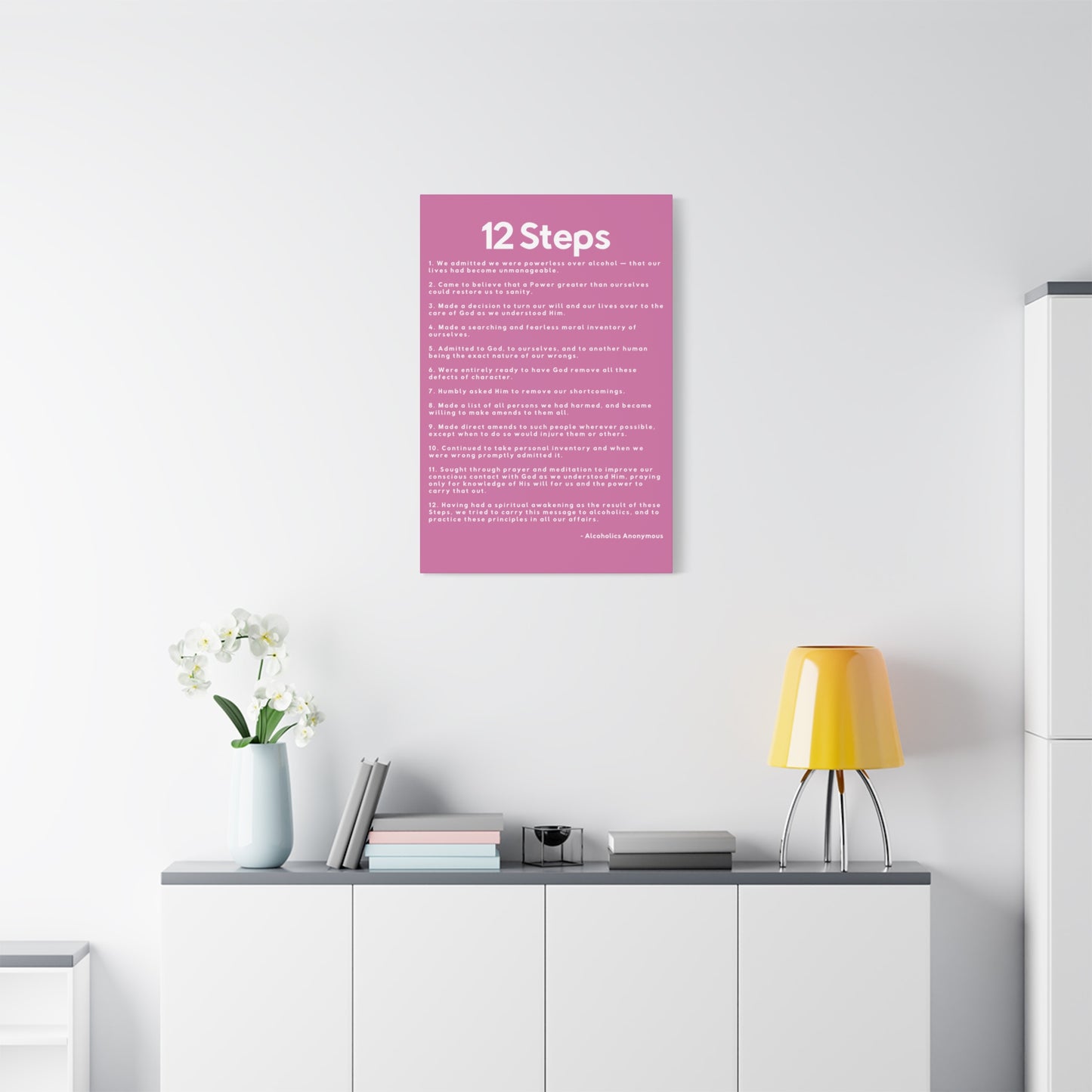 Haler Smith - Canvas - Haler Smith Matte Canvas - 12 Steps - Vertical Light Pink Matte Finish